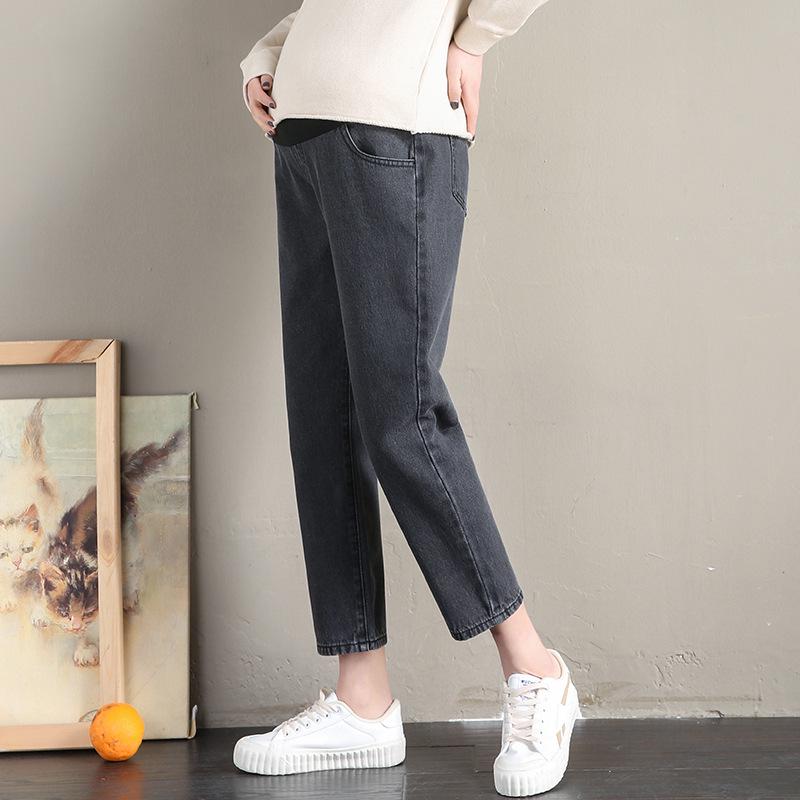Maternity Stretch Straight-Leg Jeans: Loose Fit, Plus Size, Spring/Autumn Style