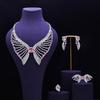 Modischer und umweltfreundlicher Zirkon-Halsketten-Ohrring-Set mit Kupferintarsien, 4-teiliges Bankett-Hochzeits-Accessoire