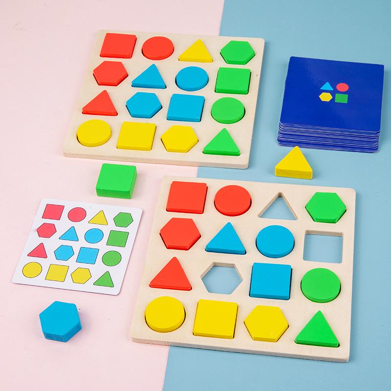 

Wooden Geometric Shape Educational Matching Puzzle for Early Childhood Development