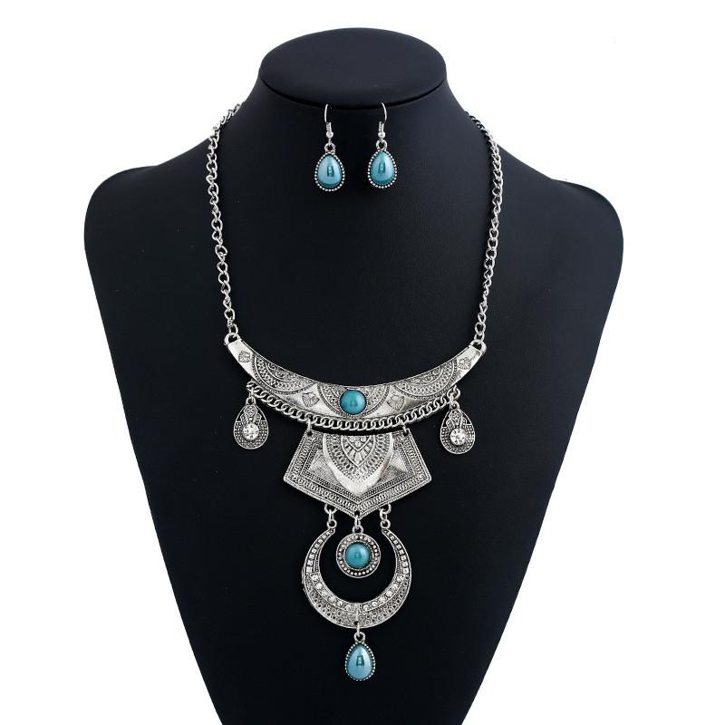 Water Alloy Fashionable Drop Necklace With Multilayer Chain And Jewelry Gemstone