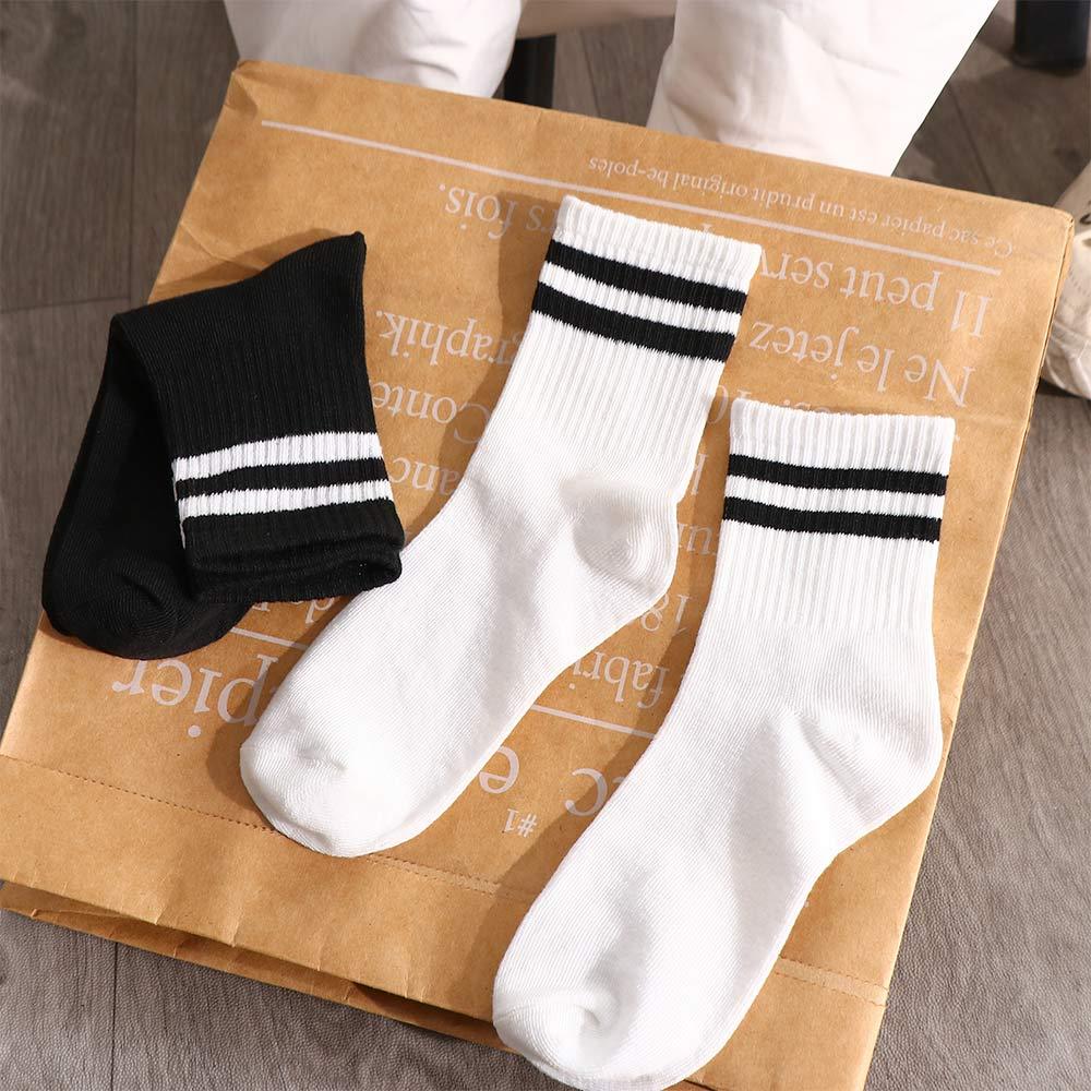 Fashion Cotton Unisex Two Bar Casual Hosiery Korean Style Socks Middle Tube Hosiery Female Socks