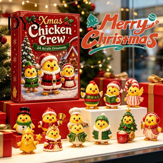 Kids Christmas Gift 2026 Chick Advent Calendar, 24 Day Countdown Box with Daily Acrylic Ornaments, Festive Tree Hanging Decor for Holiday Party