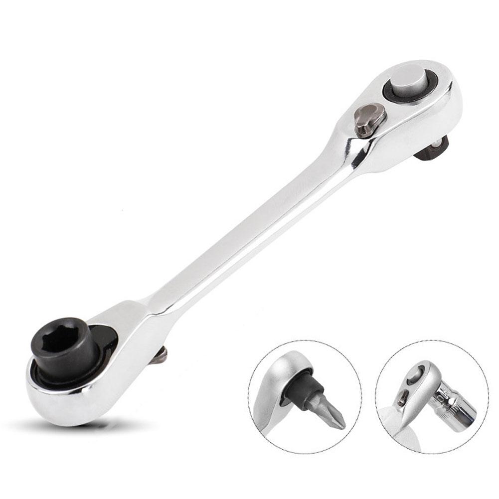 Mini Treble 1/4 Ratchet Wrench Double Ended Quick Socket Ratchet Wrench Screwdriver Hex Torque Wrenches Set Spanner