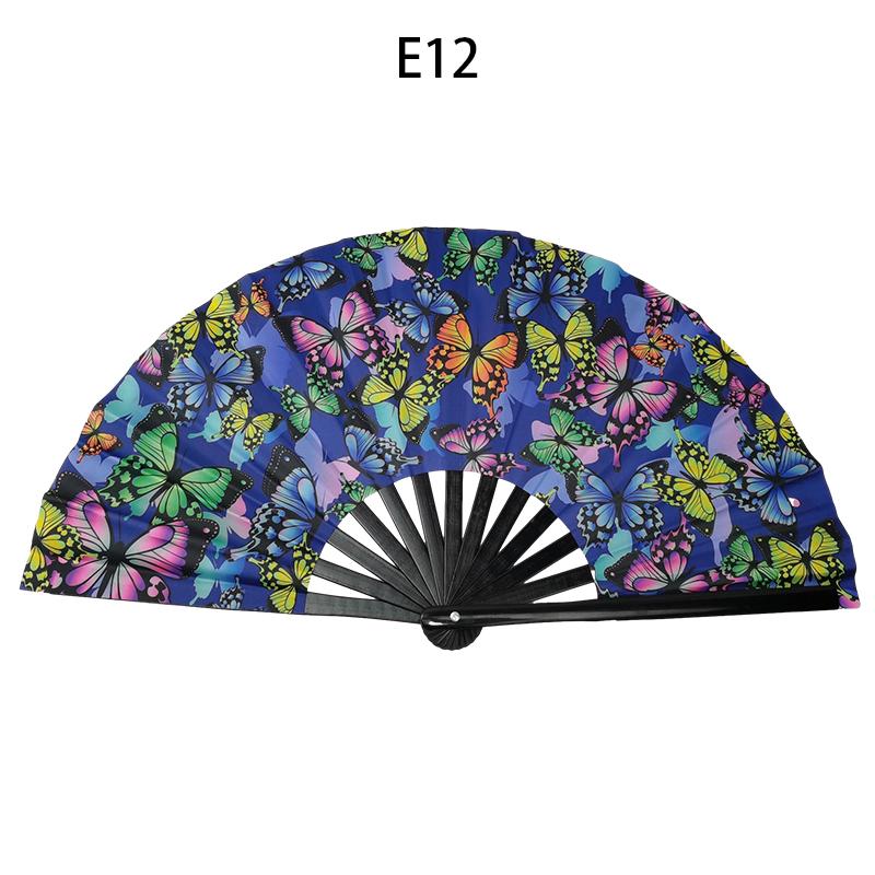 33cm Large Fluorescent Folding Hand Rave Fan Creative Print Music Festival Colorful Fan Wedding Party Spanish Dance Fan Gifts