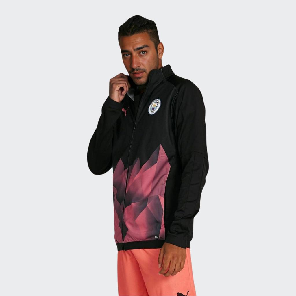 Puma Logo Zapinana na zamek stójka Długi rękaw Kurtka Manchester City Męskie Kurtki Czarna 756250-30