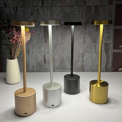 Bar Hotel Cordless Table Lamp LED Metal Desk Lamp USB Rechargeable Brightness Night Light Lamp for Restaurant Bedroom Dormitory