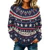Maglione Pullover da Donna Casual Elegante a Manica Lunga con Collo Alto e Stampa Natalizia
