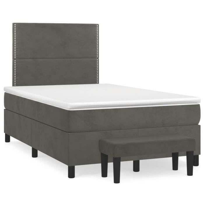 3137774 vidaXL Divan Bed and Mattress Dark Grey 120x200cm Velvet