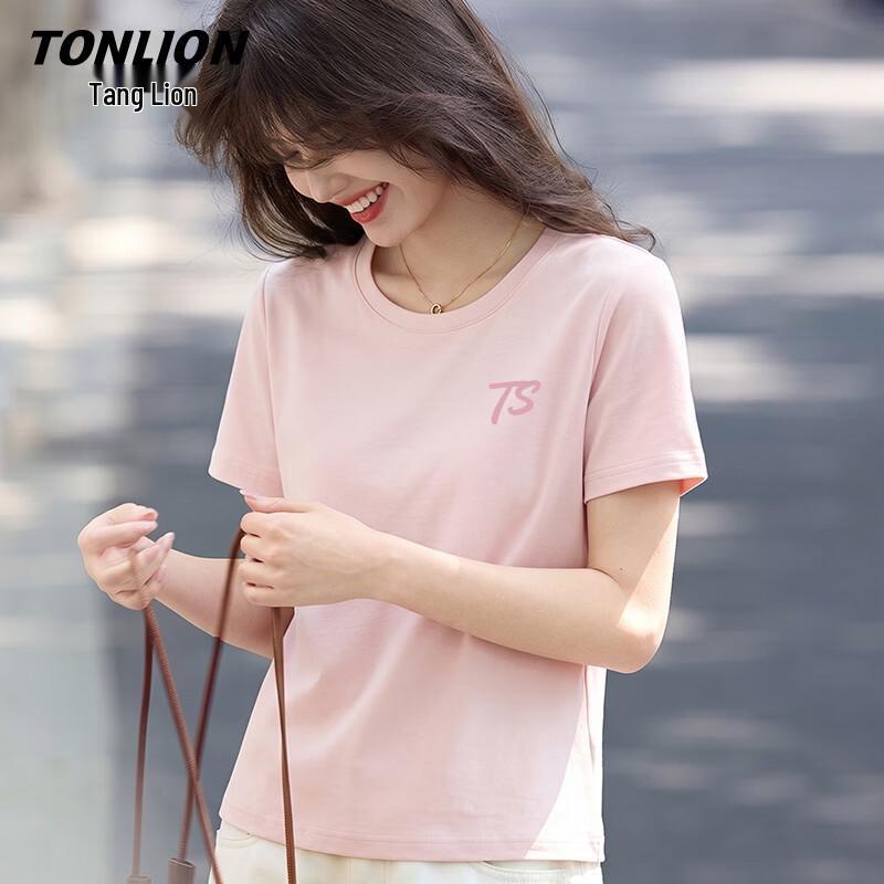 TonLion Women s Letter Print Short Sleeve T-Shirt L