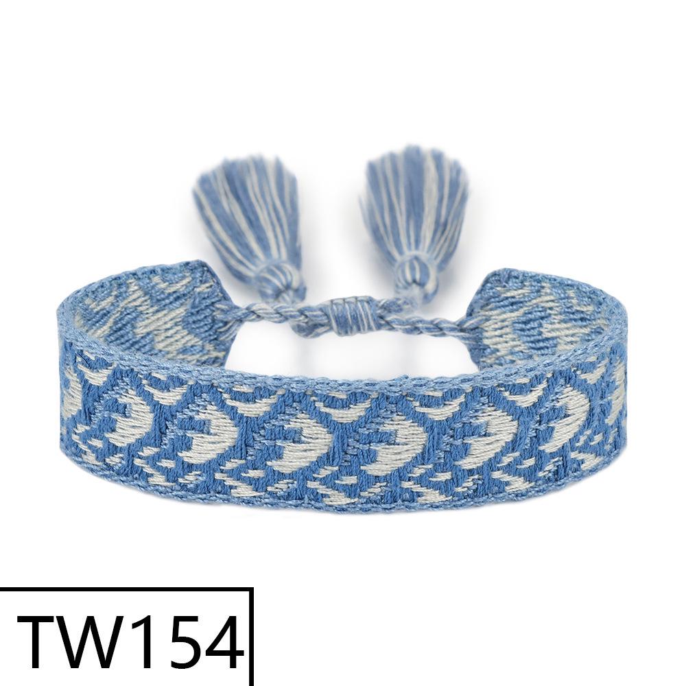 Handmade Bohemian Embroidered Logo Tassel Bracelet - Ethnic Style Friendship Band