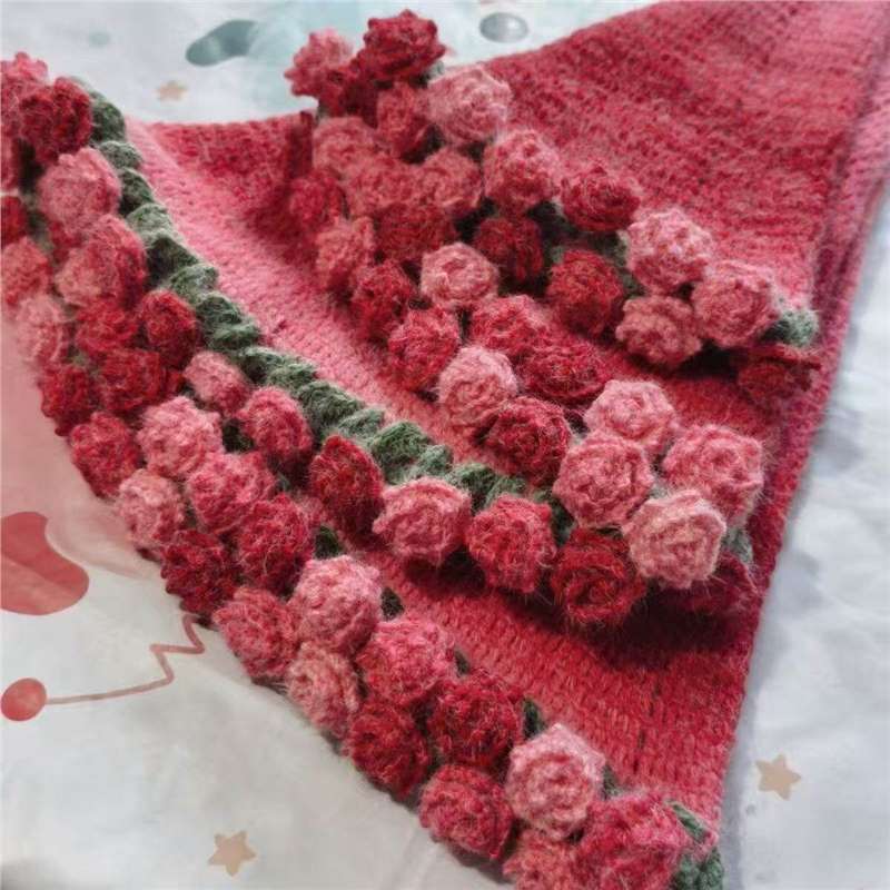 Oversized Group 600G Large Gradual Change Long Fleece Rose Bouquet Blanket Hand-Woven Diy Material Package For Friends Gifts (chinese red[about 1m ]) китайский красный