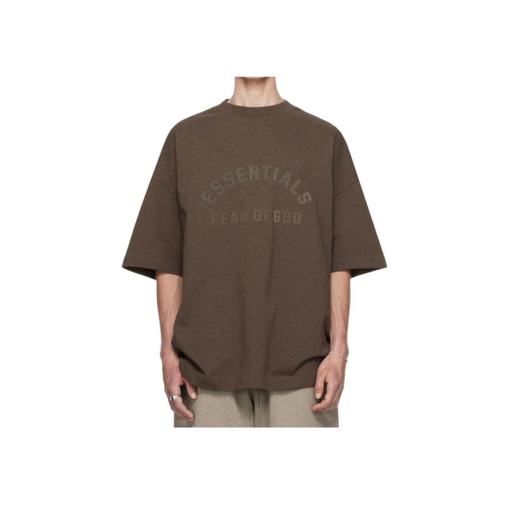 Fear of God Essentials Maglietta Pesante a Maniche Corte Heather Wood Uomo Top Marrone 125SU242002F