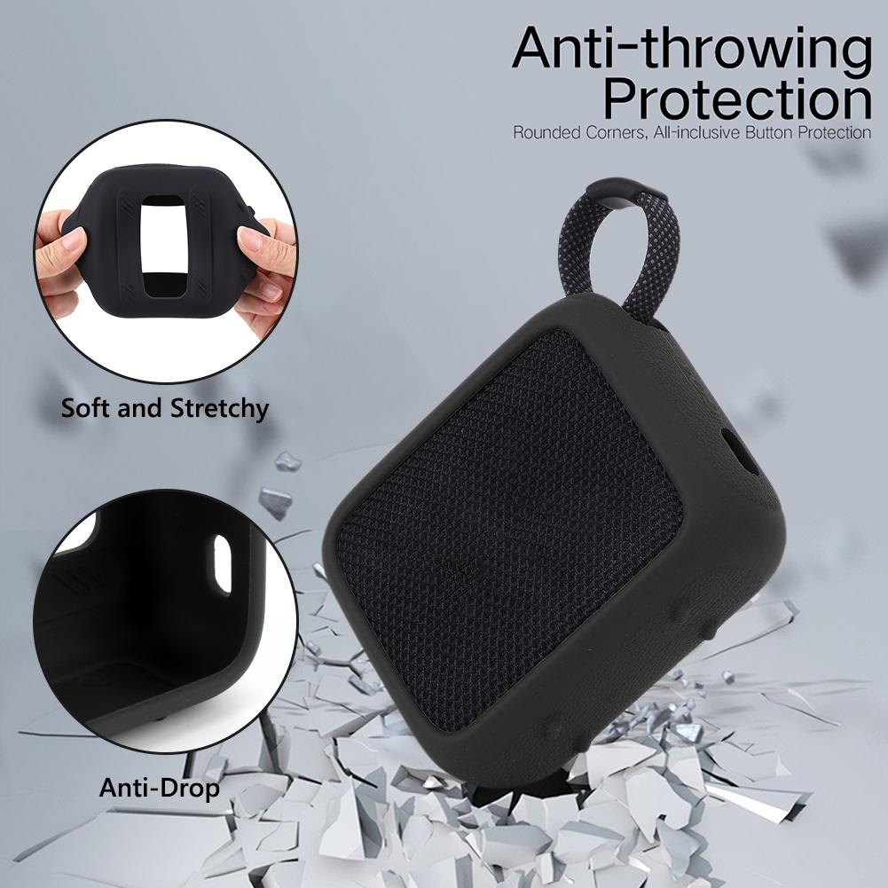 Speaker Silicone Protective Case Anti Scratch Carrying Case with Carabiner Shockproof for JBL GO 4 Portable BT Speaker