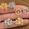 Copper-Plated Gold Diamond Floral Firework Irregular Round Half-Hole Ear Studs – High Luxury Design DIY Jewelry.