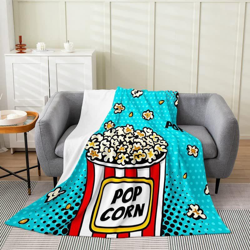 Popcorn Pattern Series Printed Blanket for Sofa Bed Travel Camping Living Room Office Conditioning Blanket for All Seasons Gifts