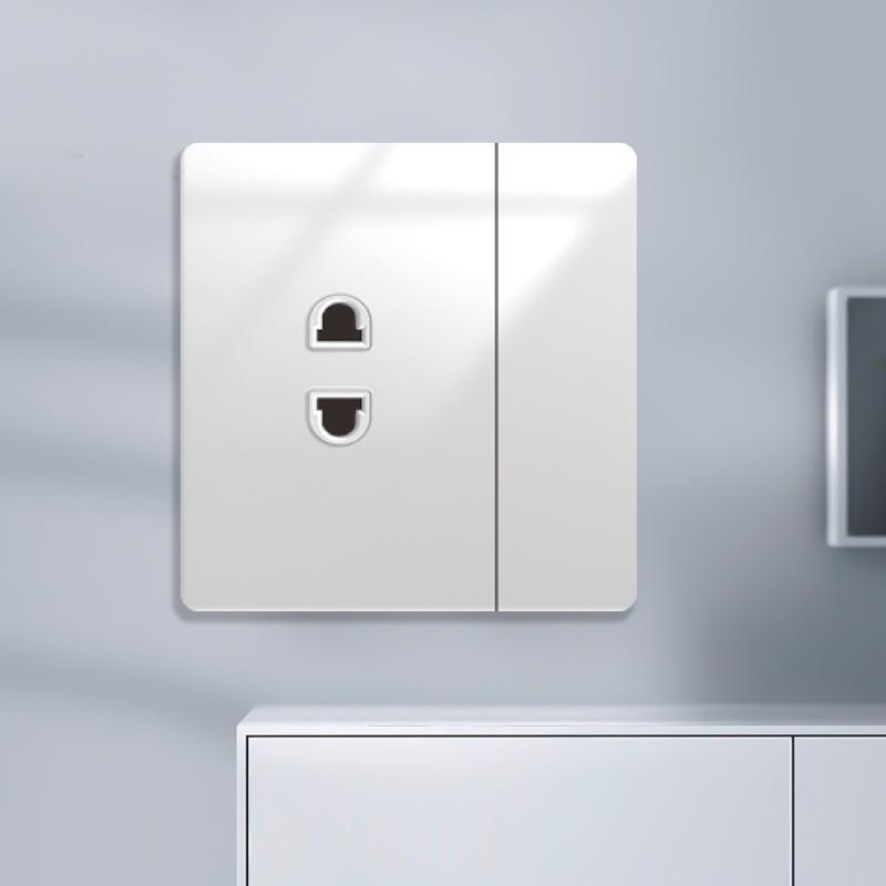 Huihuang Grå Herdet Glass Speil 1-Gangs 5-Hulls Bryter Stikkontakt Panel 86-Type Vegginnfelt.