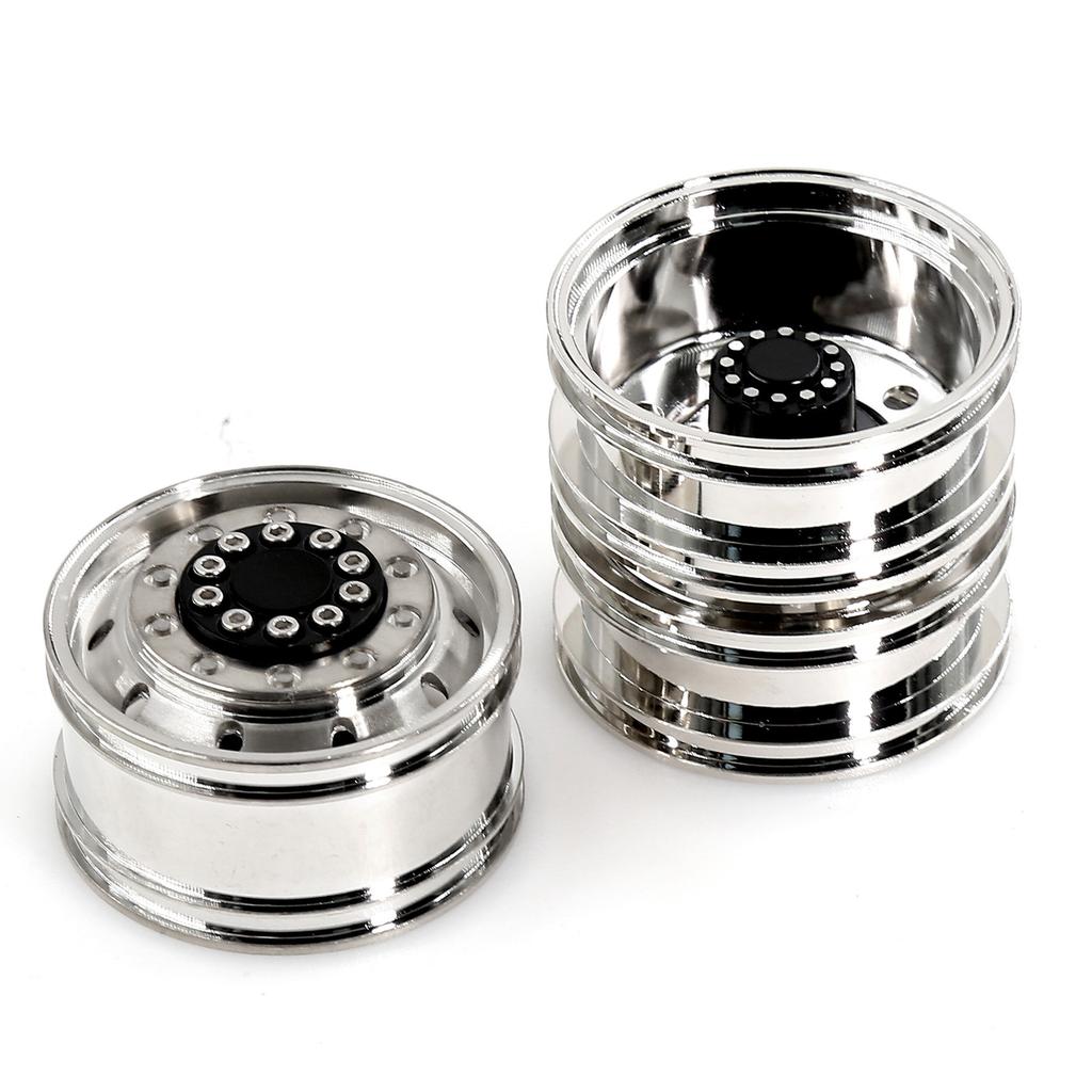 2Pcs Alloy Double Wheels Hub for Tamiya 1/14 RC Truck, Compatible with SCANIA VOLVO MAN Models, Heavy Duty Upgrade Parts