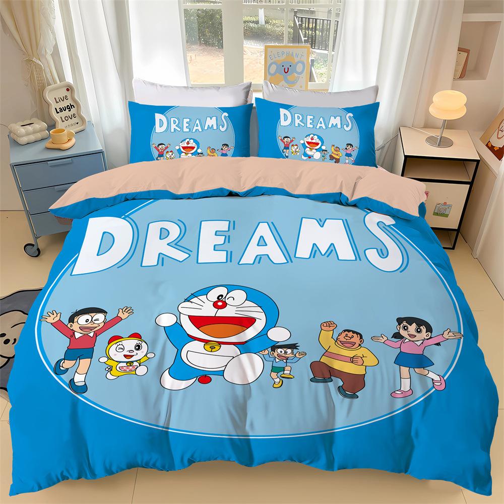 Japanese Anime Dora-emon Quilt Duvet Pillowcase 3D Printed D-Doraemon Bedding Set Duvet Cover for Children and Girls Boys Teen