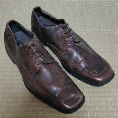 Alfani 11M 28.5-29.0 Brown Leather U-tip Square Toe Dress shoes(USED)