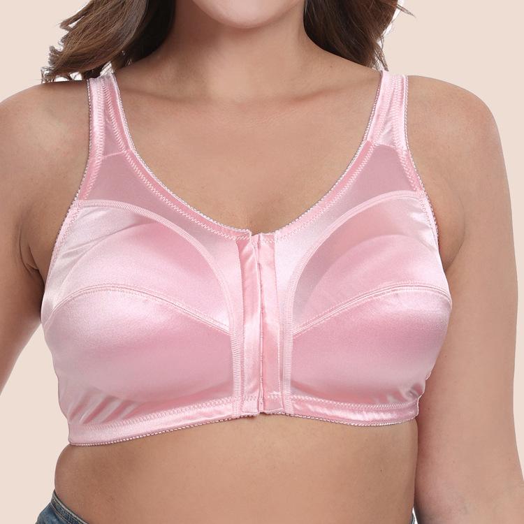 

Бюстгальтер оверсайз с полной чашкой и пряжкой спереди без стального кольца, толстое нижнее белье 85B розовый