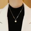 Gold Stainless Steel Roman Digital Wafer Pendant Necklace for Women Charm Chain of Clavicle Jewelry Accessory