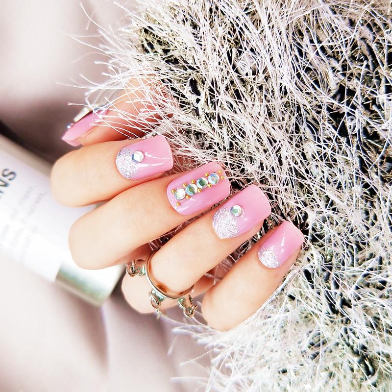 

Пурпурный свадебный нейл-арт с имбирём: Серебристые и съемные накладные ногти