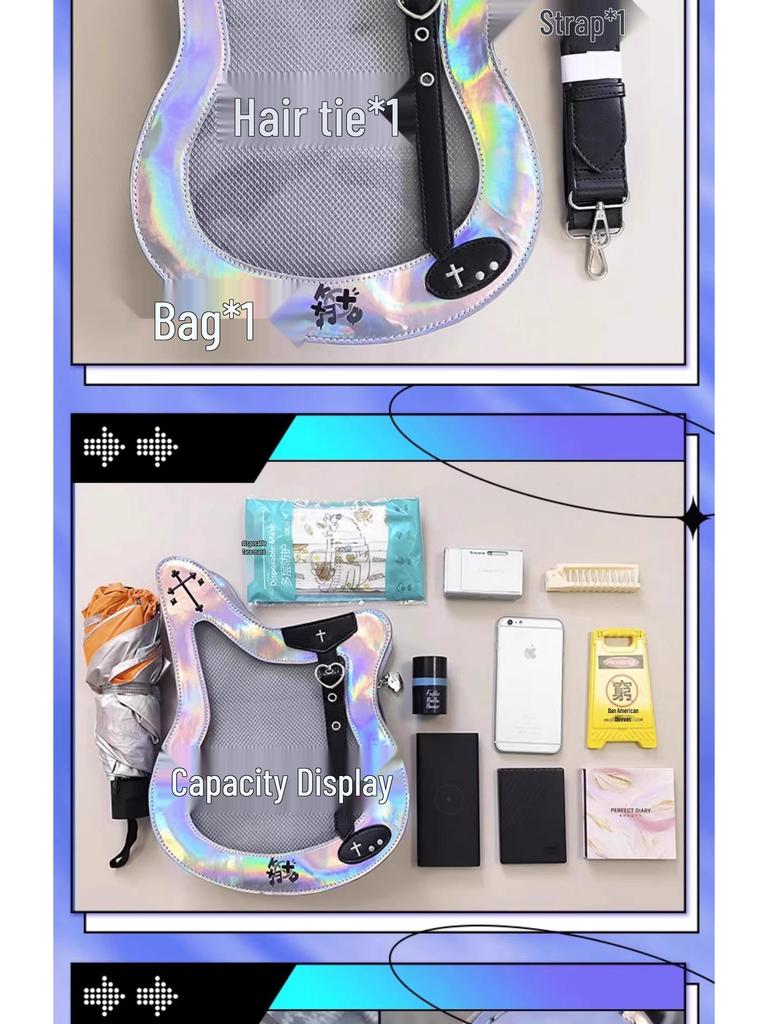 Sweet Girl Guitar & Bass Crossbody Irregular Itabag with Card Holder
