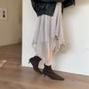 Europe, America 2025 Autumn and Winter New Simple Matte Suede Flat Socks Boots Flat Heel Thin Boots Temperament Pointed Short Boots Women