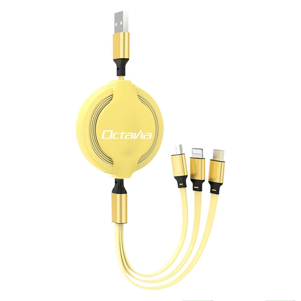 Car Phone Charger Fast Wire Charging Cable Three-head Data Cable For Skoda Rapid Scala Kodiaq Fabia Kamiq Karoq Octavia 3 2 VII WD8