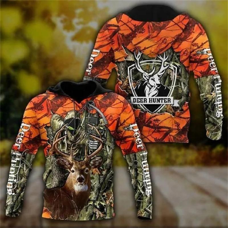 Fashion Deer Hunting Camo Hoodie Cool Slim Jacket Costume Coat 3d Sweatshirts Animal Men Women Casual Christmas Hoodie Tops