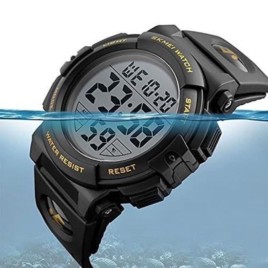 Timever digital wristwatch mens waterproof LED watch sports alarm stopwatch functions large easy-to-read display includes Japanese instruction manual