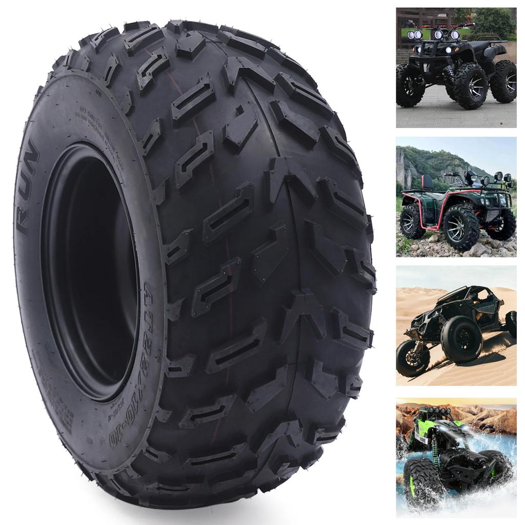 2x10-10 Tire Rim 10 Inch ATV Wheels 2 for 200cc 250cc Quad UTV Off Road Durable, Wide Compatibility for ATVs, Karting Black