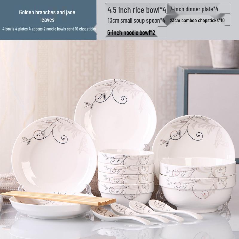 2026 Stylish 8-Piece Dinnerware Set: Plates, Bowls & Chopsticks for Student Dorms