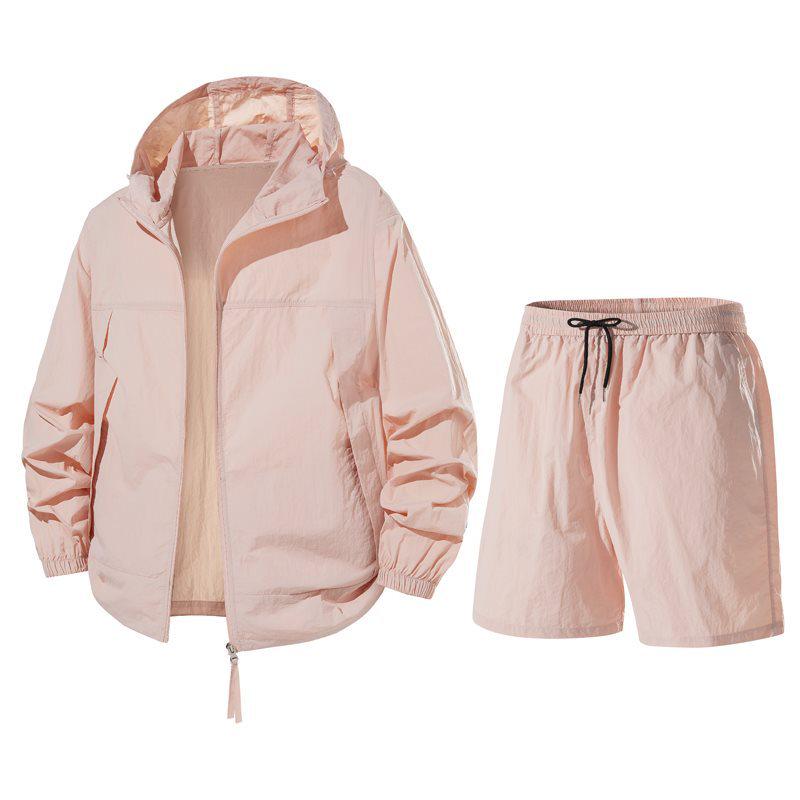 Traje deportivo casual de verano para hombre: Conjunto de seda helada transpirable con protección solar.