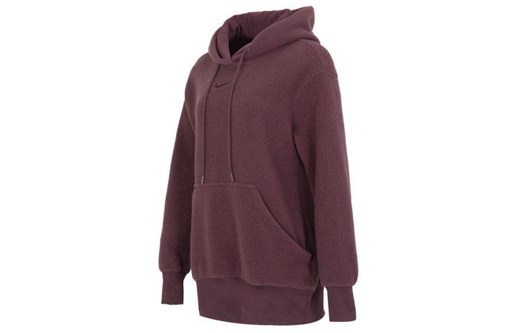 Nike Sweatshirts Women s Burgundy Hooded Moderate Regular DQ6841-652 XS