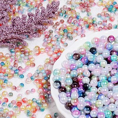 Gradient Colored Acrylic Imitation Pearl Beads for DIY Clothing Accessories