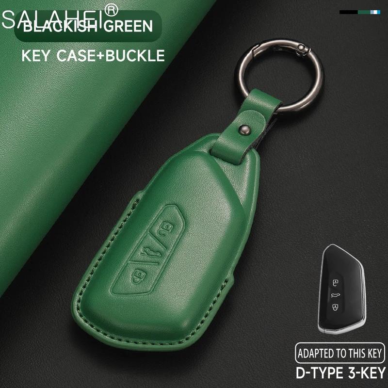Leather Car Key Case Cover Shell Holder Fob For VW Volkswagen Golf 8 MK8 GTI GTD R ID3 ID4 2020 Keychain Protection Accessories