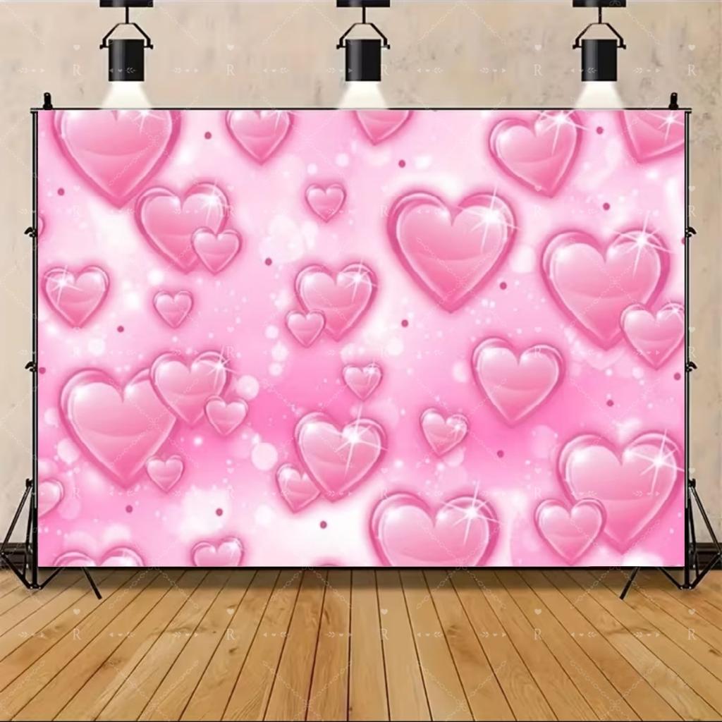 Red Pink Heart Balloon Background Multi Functional Love Banner Birthday Festival Wedding Couple Portrait Photography Backdrop