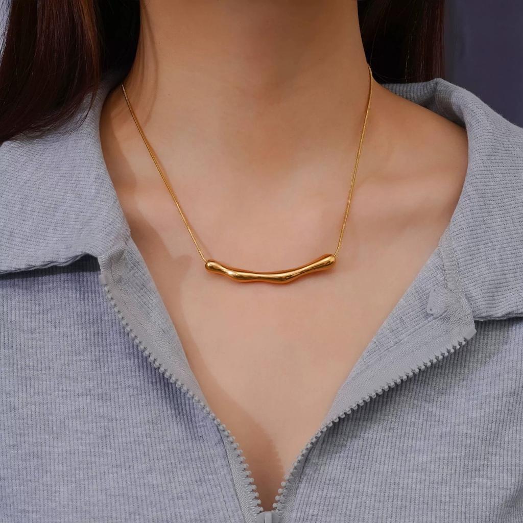 LT-MS-641A High-End Korean-Style Fashion Pendant Necklace for Women Versatile Irregular Pleated Design Autumn Winter New Niche