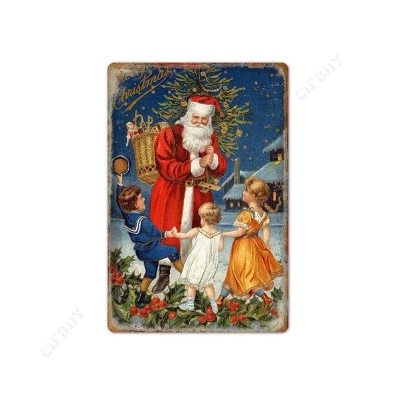 

Винтажная металлическая настенная табличка, Рождественское украшение, декоративная наклейка