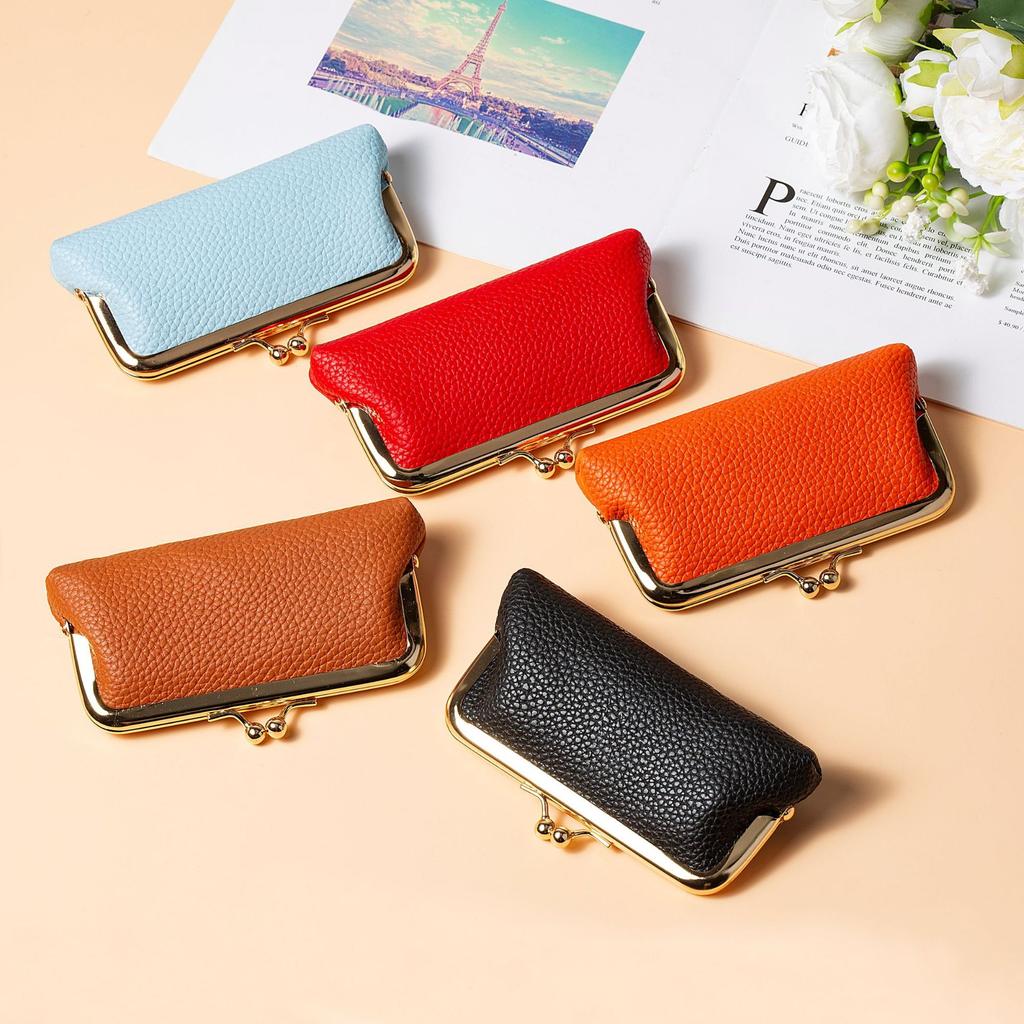 Niche Fashion Mouth Red Envelope Mini Compact Wallet Storage Bag Female PU Leather Clip Bag Trendy