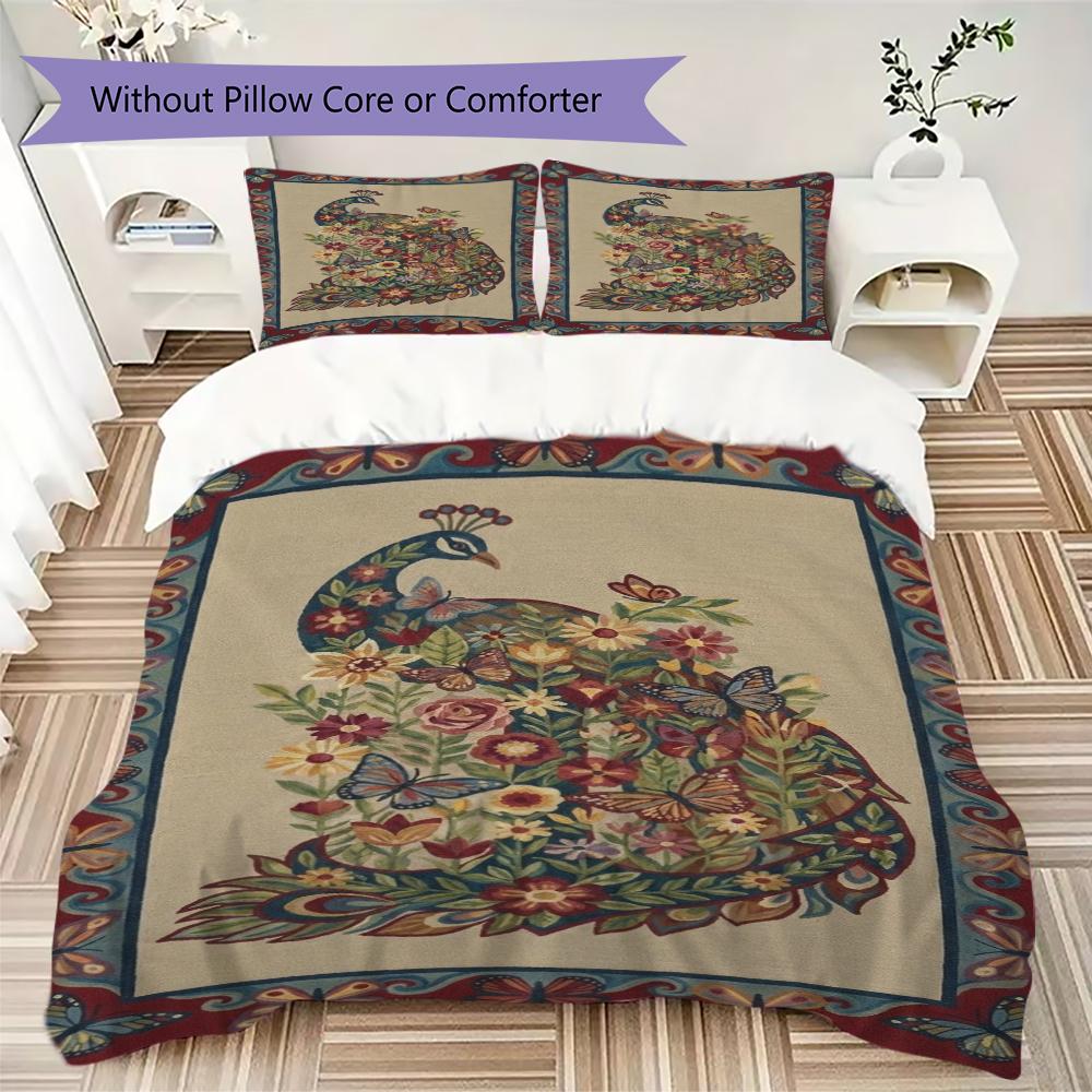 Peacock Pattern Bedding Uilt Set Uilt Cover Pillowcase Home Decoration Birthday Gift (1 * Duvet Cover + 2 * Pillowcase Without Core)121