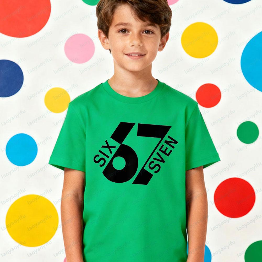 67 Meme Kids TShirt Latest Trendy Style Creative Design Six Seven Number Printed Tshirt Boys Christmas Holiday Tee Xmas Tops