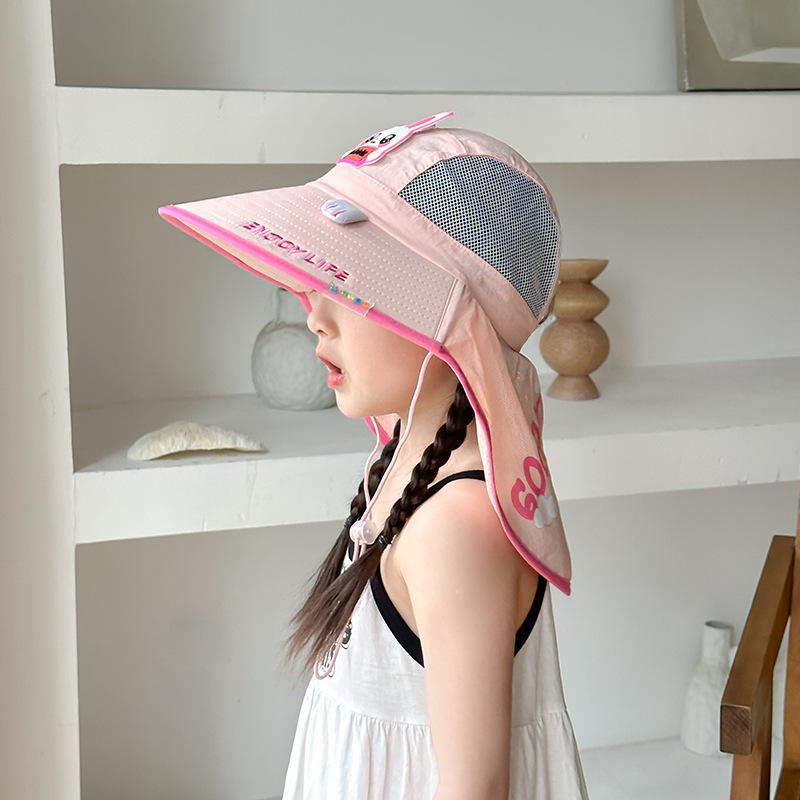 Children's Cartoon Sun Protection Hat UV Protection Summer Baby Fisherman Hat Big Hat Brim Boy Girl Sun Protection Sun Hat