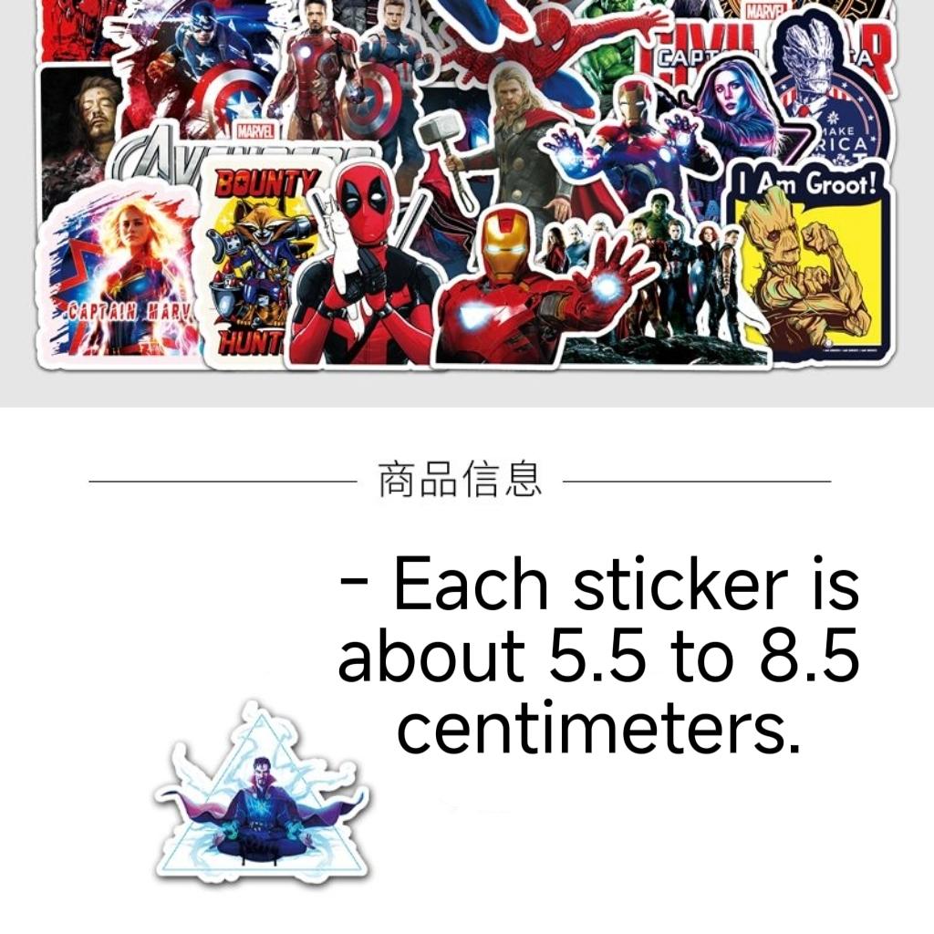52Pcs Marvel Superhero Stickers, Captain America & Iron Man Waterproof Decals, DIY for Luggage, Phone, Tablet, Laptop, Water Bottle