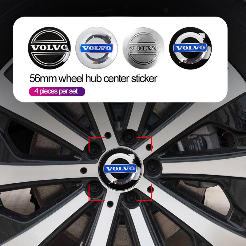 56mm Aluminium Auto Wiel Naafkap Stickers Styling Voor Volvo XC90 V90 V60 XC60 V40 EC40 EX40 S80 S60 S90 C40 XC40 V70 XC70