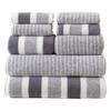 8PCS Striped Towels Set Quick Dry Absorbent Bathroom Towels, 2x Bath Towels 2x Hand Towels 4x Washcloth, for Adults Home Spa
