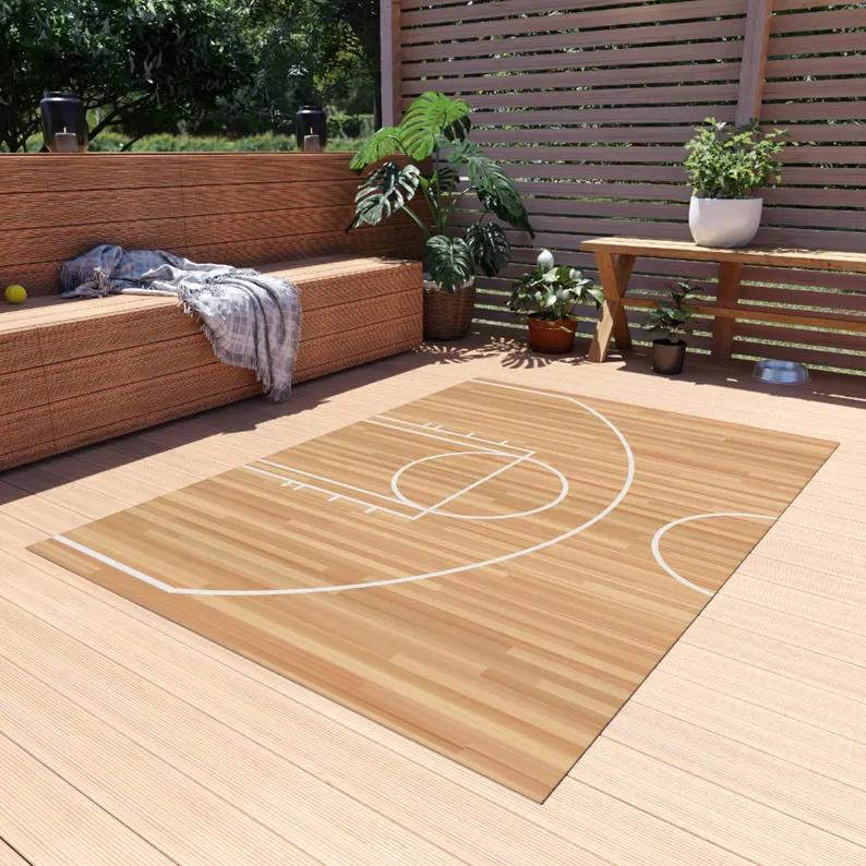 Basketball Court Rug Basketball Rug Court Rug Black Rug Sport Rug Young Room Rug Boys Room Rug Gifts Area Rugs