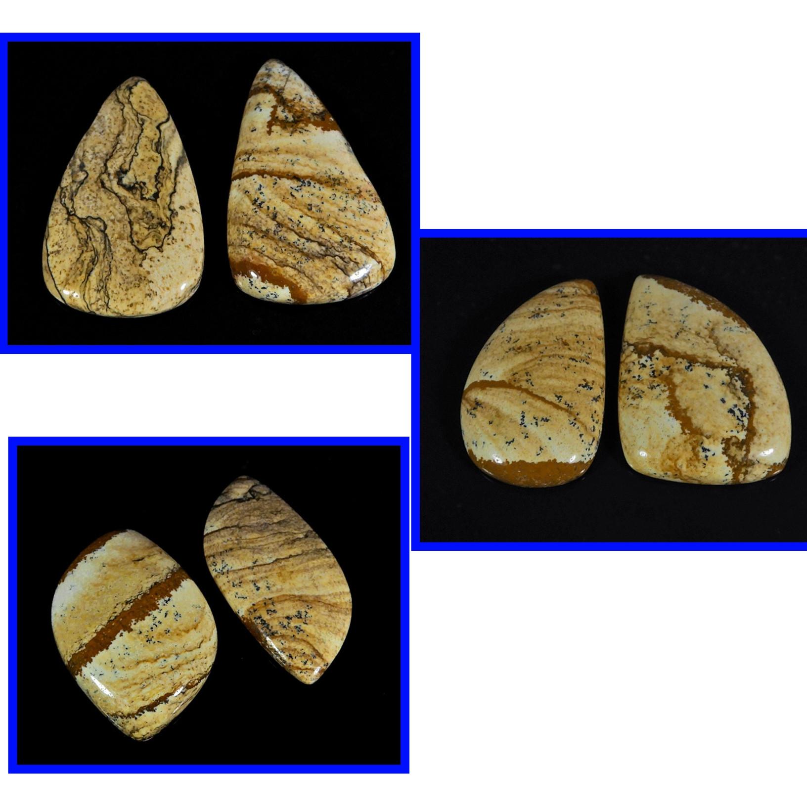 

330Cts.Natural Picture Jasper Fancy Cabochon loose Gemstone 6Pcs Lot 37-44MM RQ-985