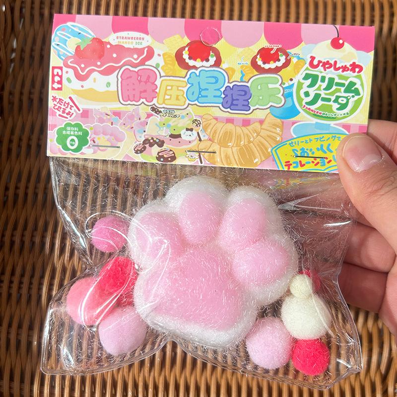 Fluffy Cat Paw Squeeze Fidget Toy Fuzzy Super Soft Stress Relief Toy for Kids Adults Office Work Anxiety Relief